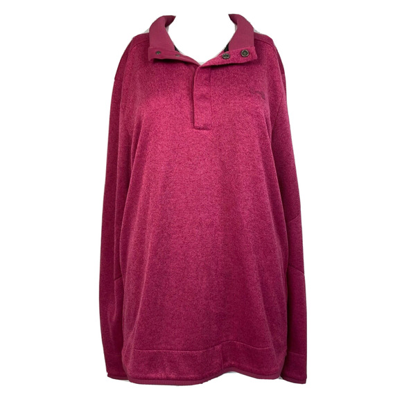 Under Armour Shirt Sweatshirt Womens Sz L‎ Pink Knit Button Loose Golf Cold Gear - Picture 1 of 12